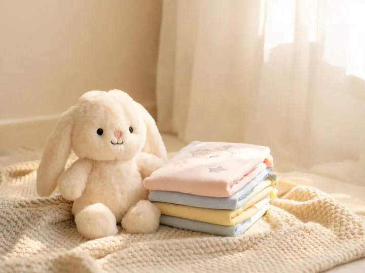 Plush learning toy nursery scene